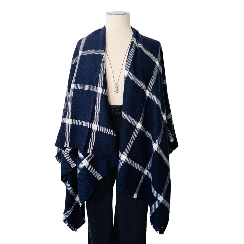 Tommy Hilfiger Navy and White Plaid Wrap